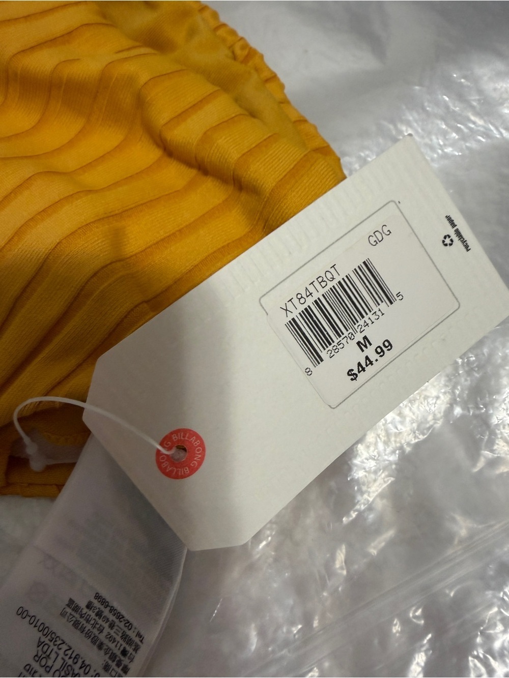 Billabong Ribbed Swim Top Yellow - Picture 8 of 9